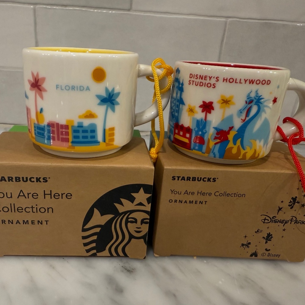 Starbucks Hollywood Studios and Florida ornament/espresso mug